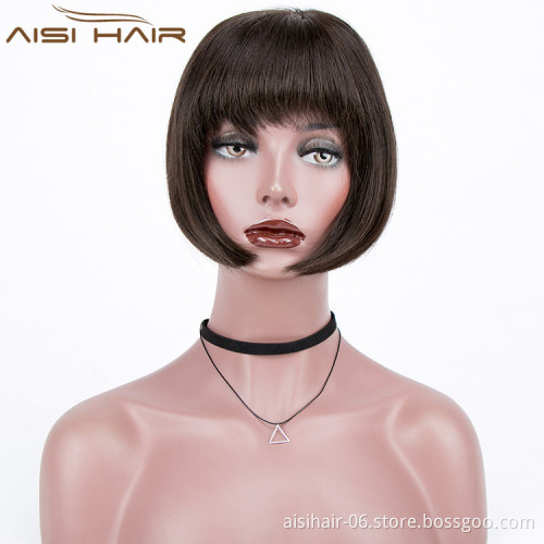 Aisi Hair Wholesale 10a Grade Peruvian Hair in China 8 Inch Full Lace Bob Wigs For Black Women